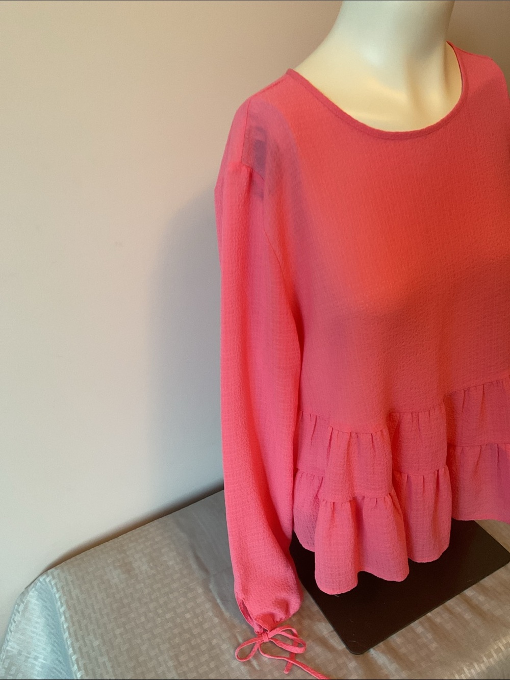 Design Coral Pink Tiered Blouse - Picture 3 of 8